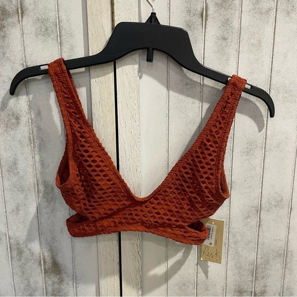 Ris-K Swim Extra Small Journey Solid Bronze Brown Bikini Swimsuit Top NWT XS - Picture 4 of 9